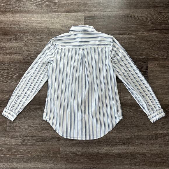 NWOT Nine West Striped Button Down Shirt Small Blue Long Sleeve Classic Work Top - Picture 11 of 12